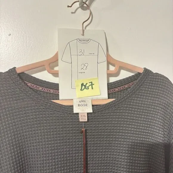 NWT Knox Rose‎ Top Long Sleeve Women's Waffle Knit Peplum  Gray Size XLarge - Picture 5 of 8